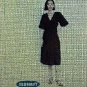 NWT Old Navy Black Midi Dress with Puff Sleeves Gorgeous